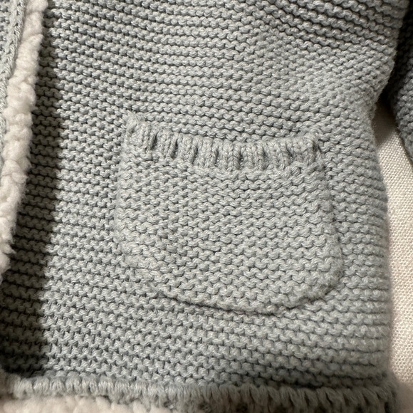 Carter's light Blue and Cream Knitted Baby Jacket with Hood and Ears Sz 9m - Picture 6 of 10